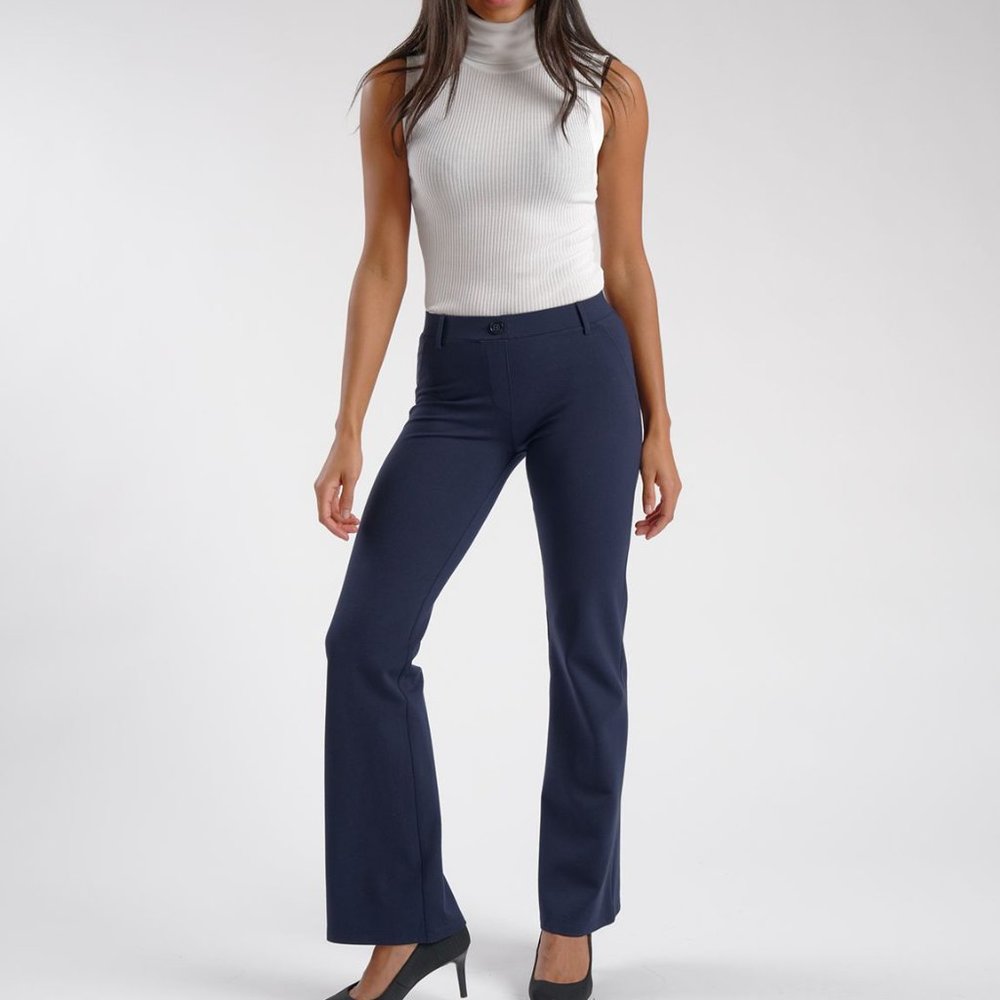Betabrand Boot-Cut Navy Pants
